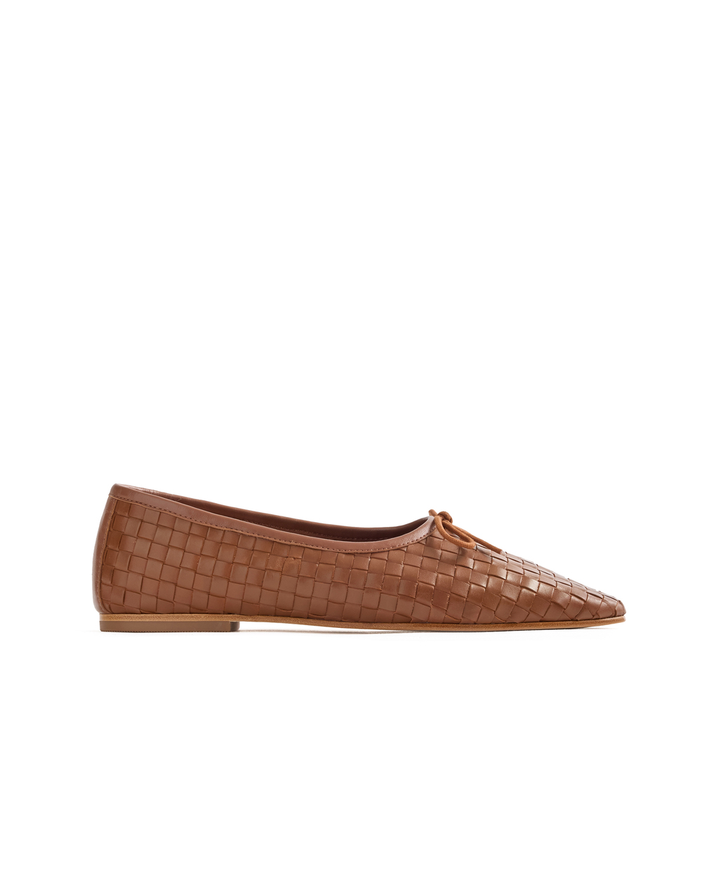 Italian Leather Handwoven Square Toe Ballet Flat